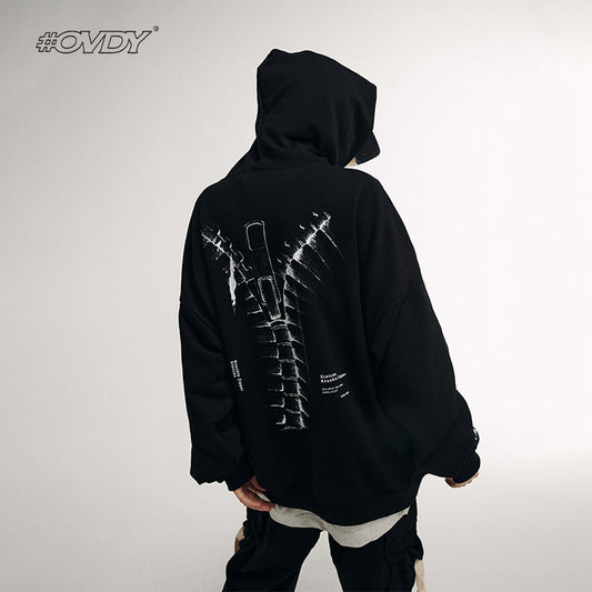 Skeleton Print Zip Hoodie