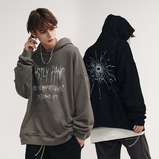 Loose Fit Letter Print Hoodie